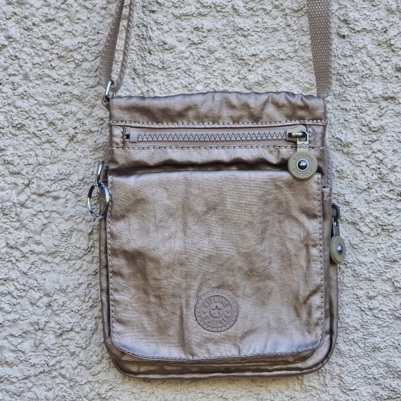Kipling gold metallic nylon mini crossbody bag - Picture 1 of 14